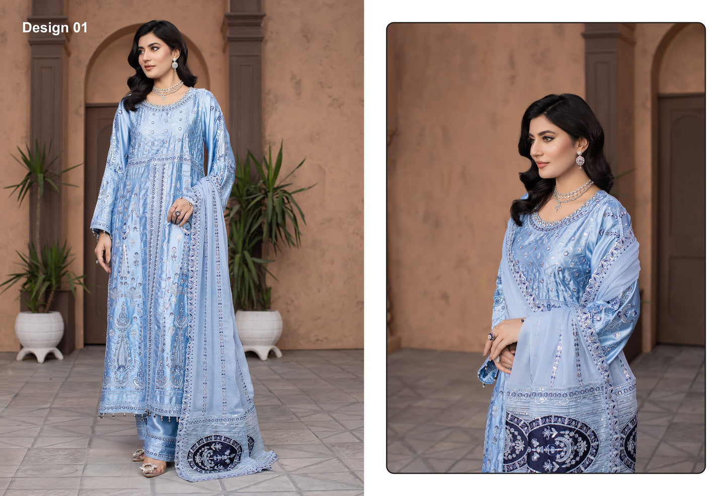 Premium Cream Embroidered 3-Piece Suit for Women – Yahyas Design E1