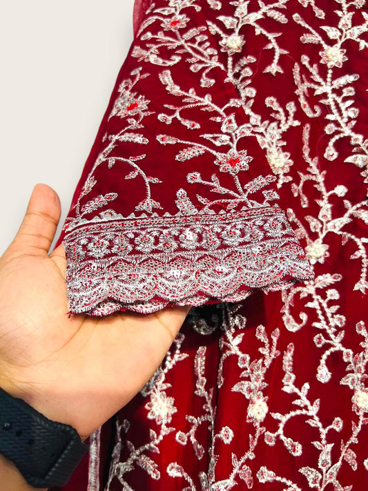 YAHYAS Premium 3 Piece Chiffon Suit – Stitched Medium | Elegant Wears