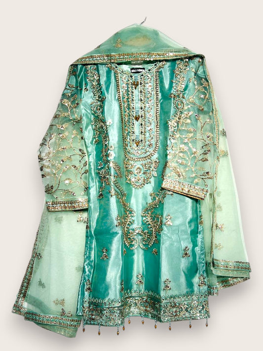 YAHYAS Premium 3 Piece Silk Suit – Stitched Medium Size | Traditional Women’s Wear
