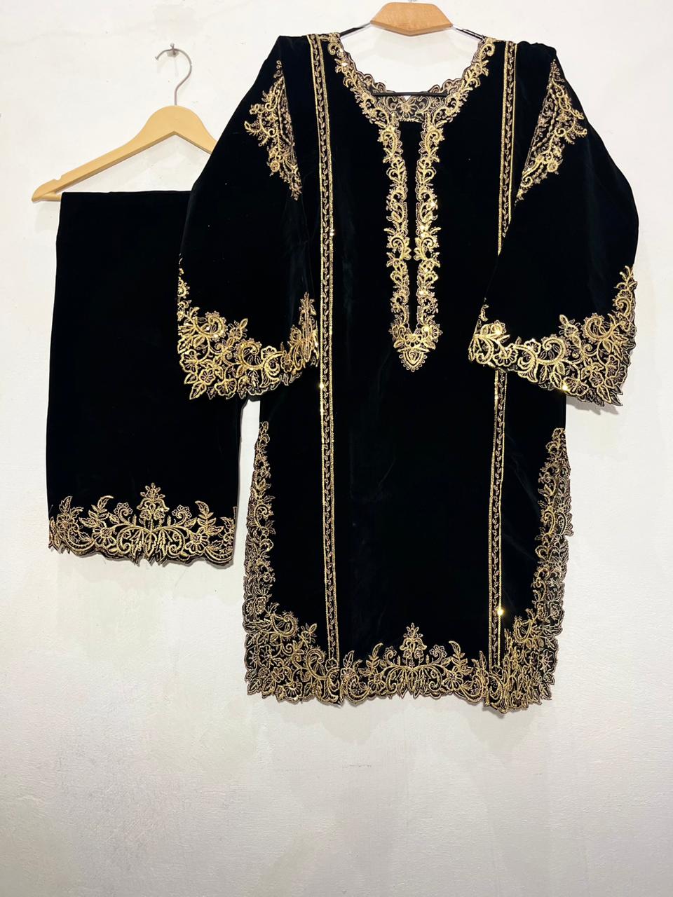 Luxury Velvet Embroidered Suit – Champion 2 Quality | 2 Piece Premium Winter Dress for Women