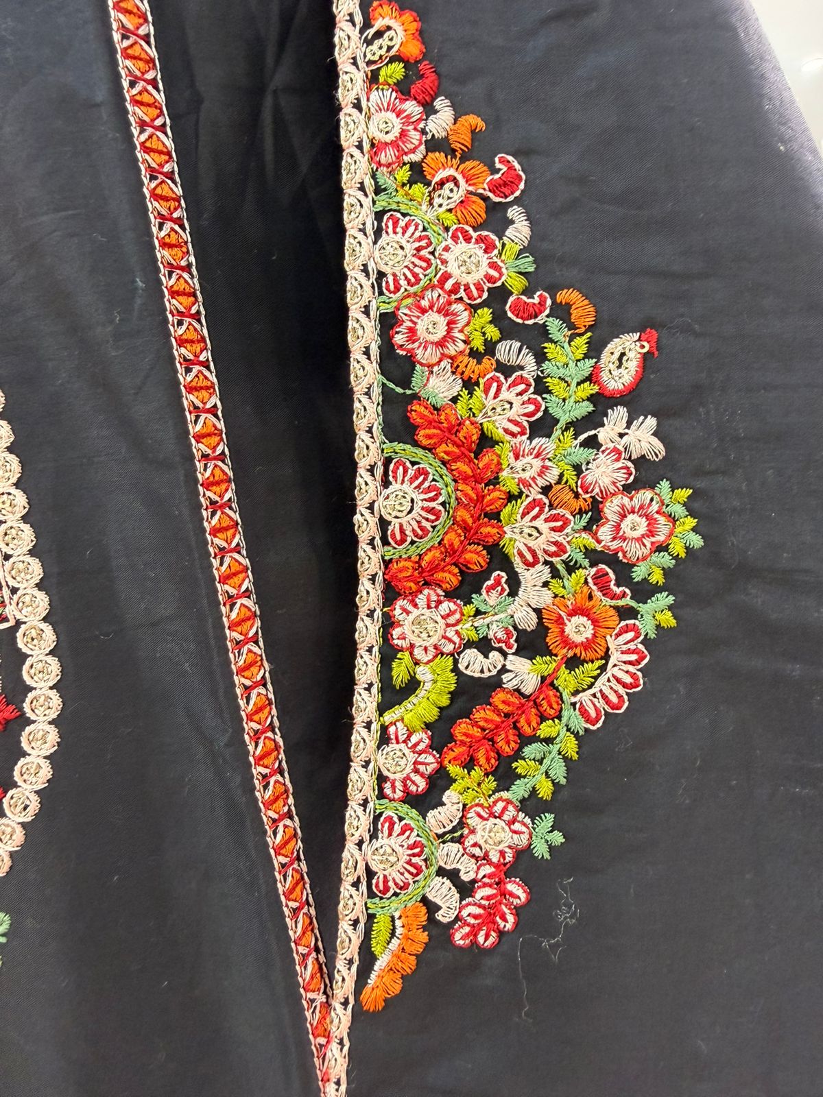 Black Embroidered Cotton Ensemble