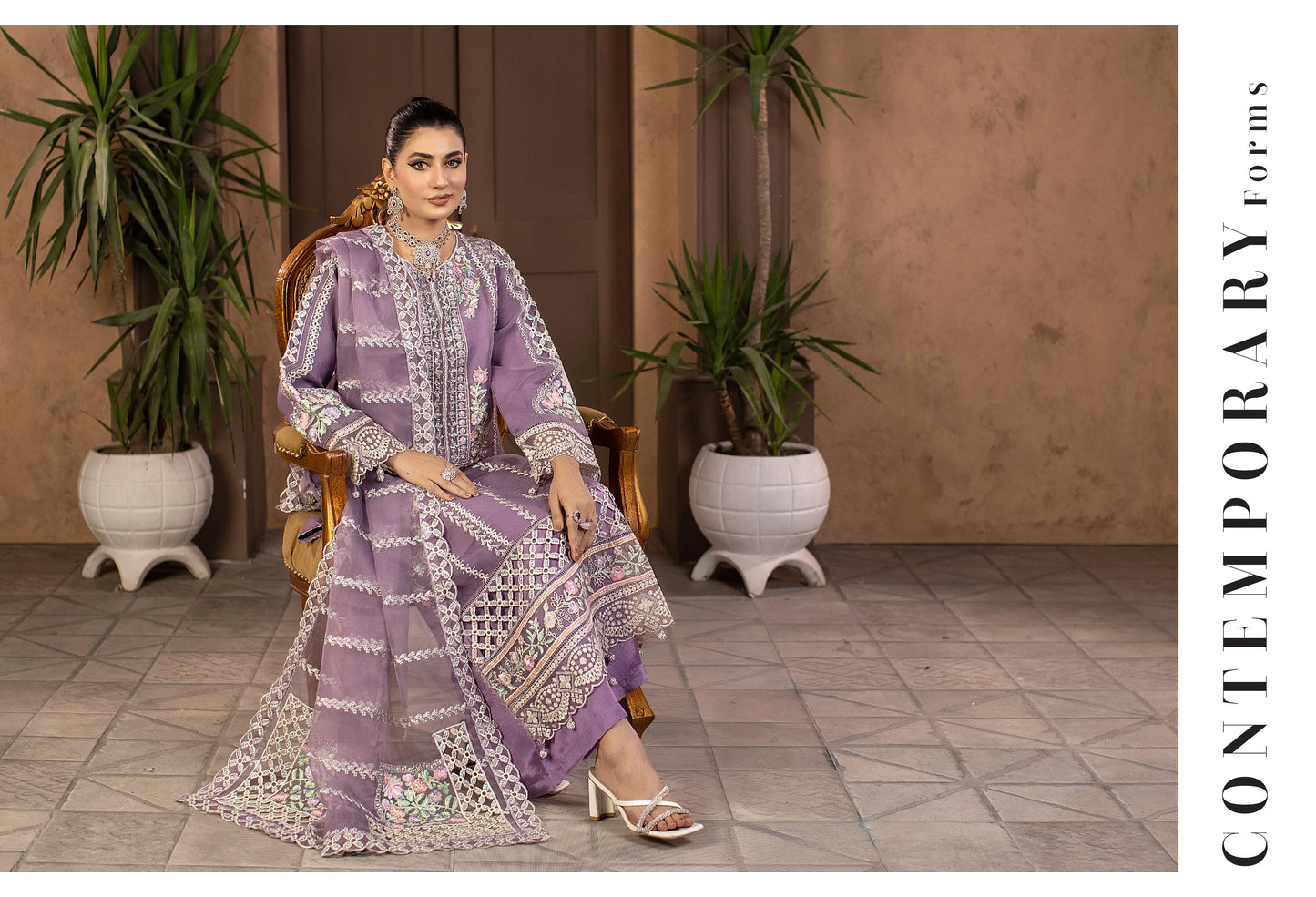Lavender Luxury Embroidered 3-Piece Women’s Suit – Festive & Formal Wear | Yahya’s