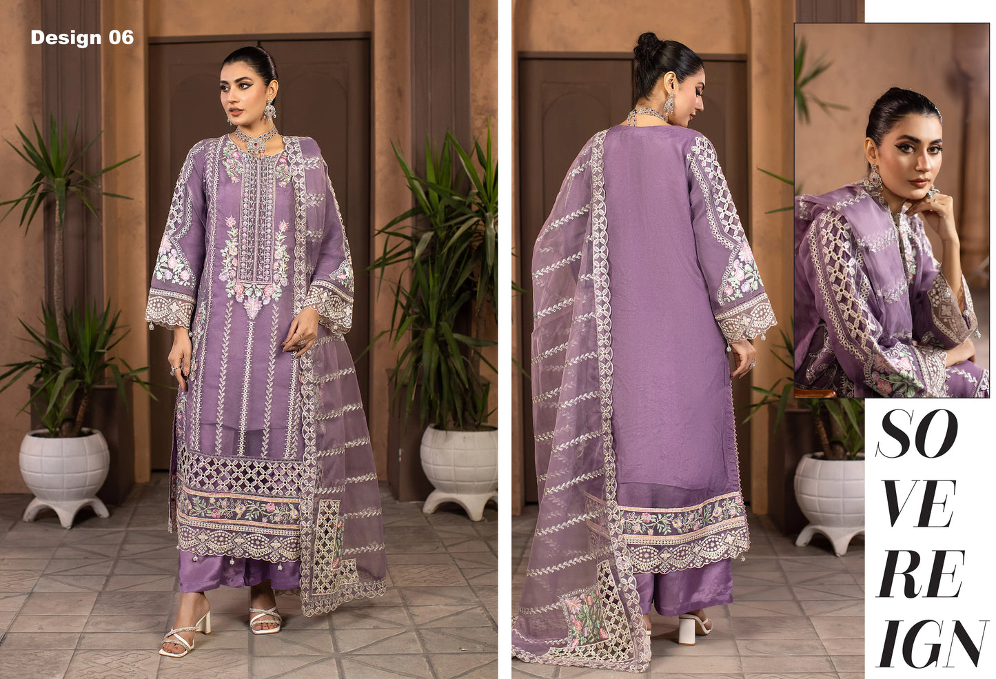 Lavender Luxury Embroidered 3-Piece Women’s Suit – Festive & Formal Wear | Yahya’s