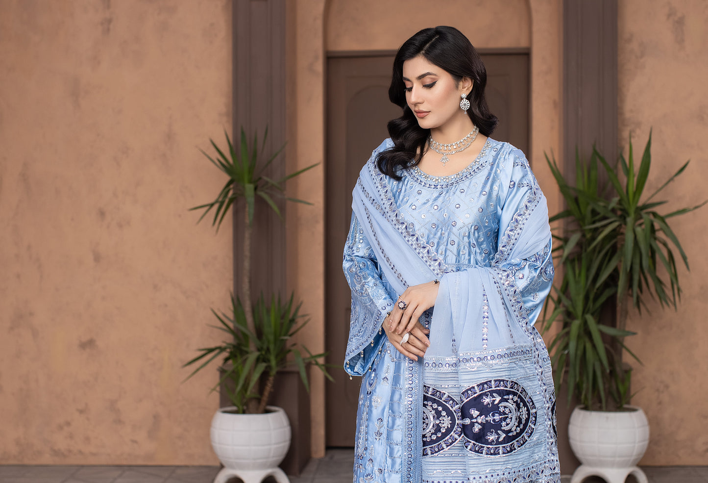 Premium Cream Embroidered 3-Piece Suit for Women – Yahyas Design E1