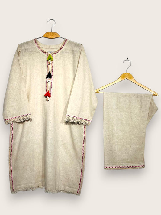 “Beige Boho Chic 2-Piece Suit – Casual Everyday Wear | Yahyas.shop”