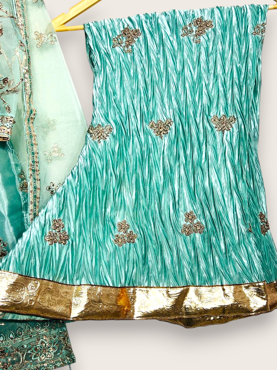 YAHYAS Premium 3 Piece Silk Suit – Stitched Medium Size | Traditional Women’s Wear