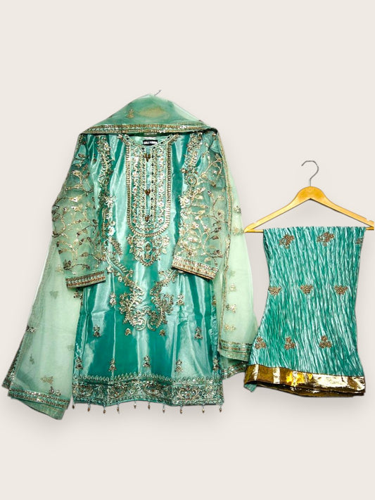 YAHYAS Premium 3 Piece Silk Suit – Stitched Medium Size | Traditional Women’s Wear