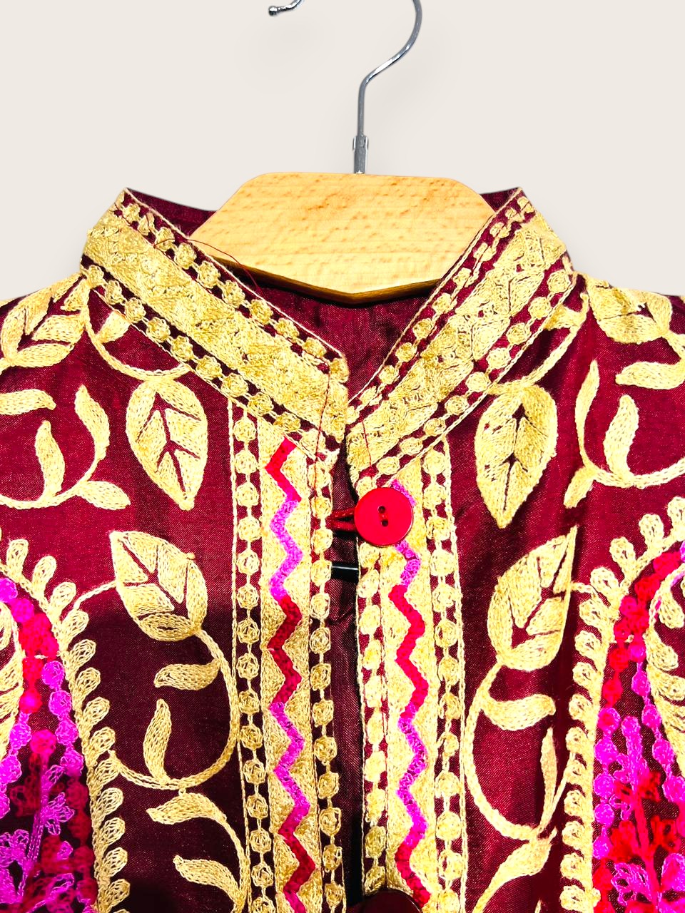 Premium Brown Embroidered Single Shirt – Classic Single Colour Edition